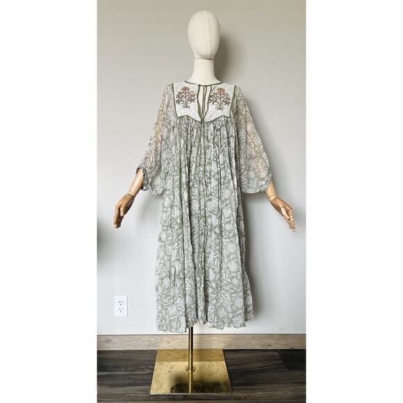 DAUGHTERS OF INDIA Diya Midi Dress in Pistacho Green Size XS - Picture 9 of 16
